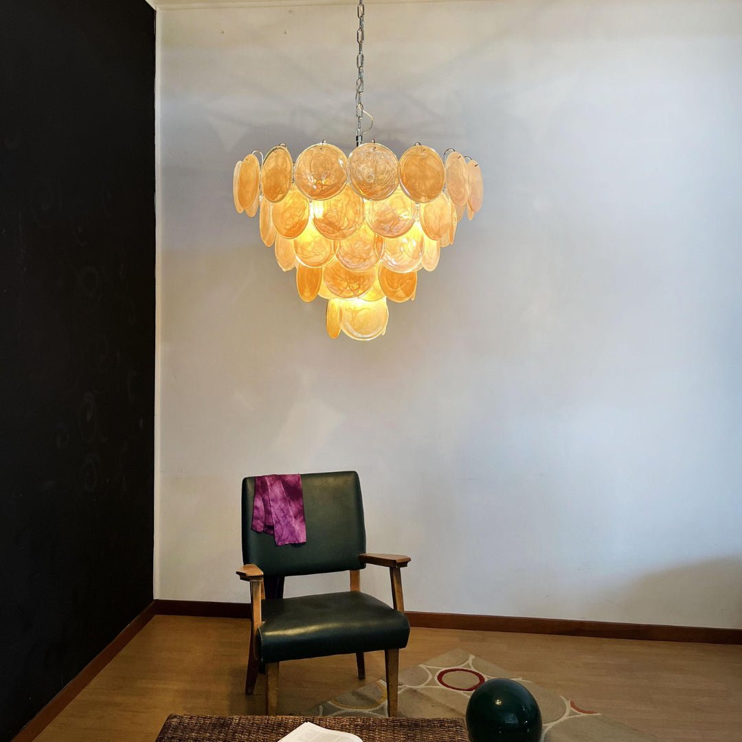 Orange Murano Disc Chandelier - YIOSI