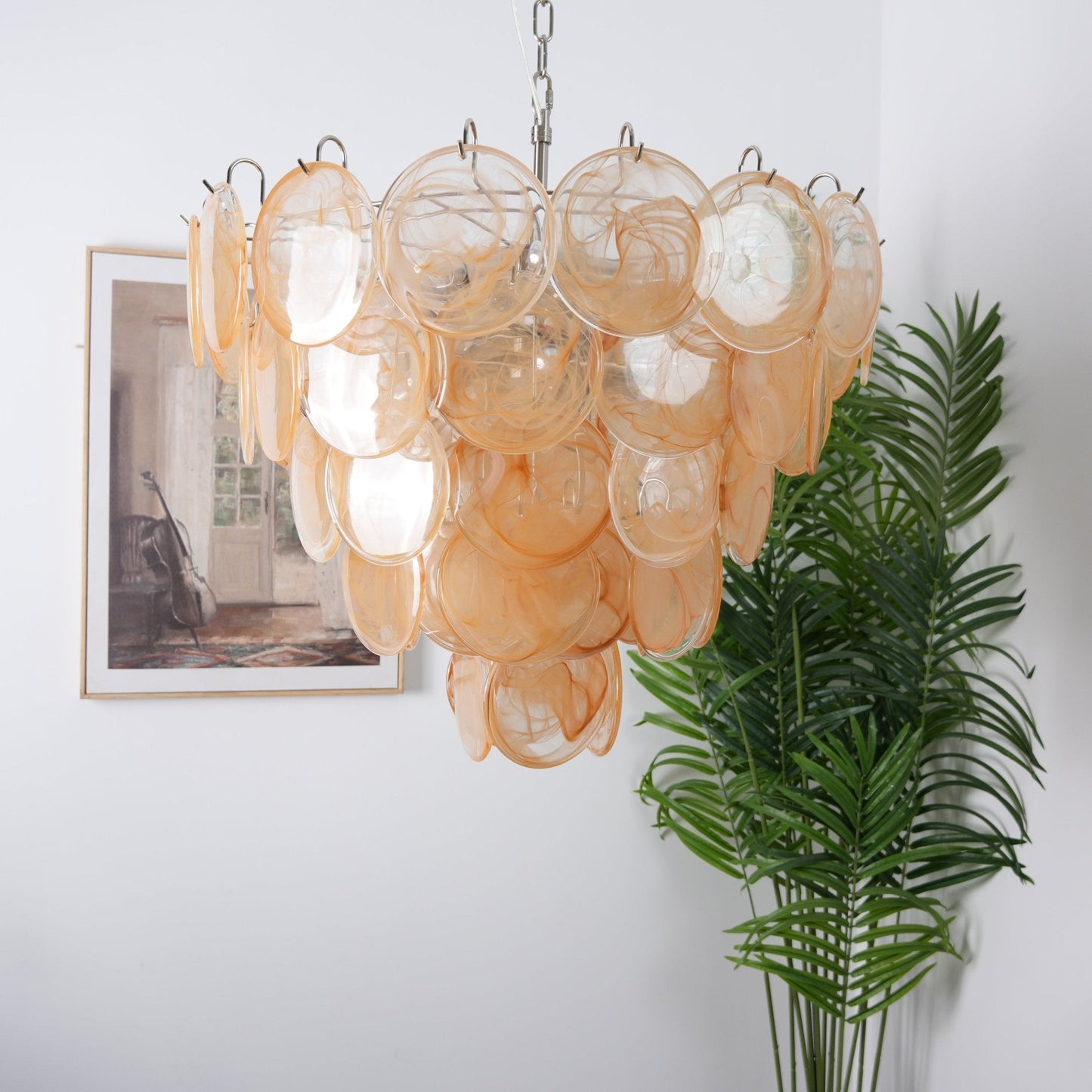 Orange Murano Disc Chandelier - YIOSI