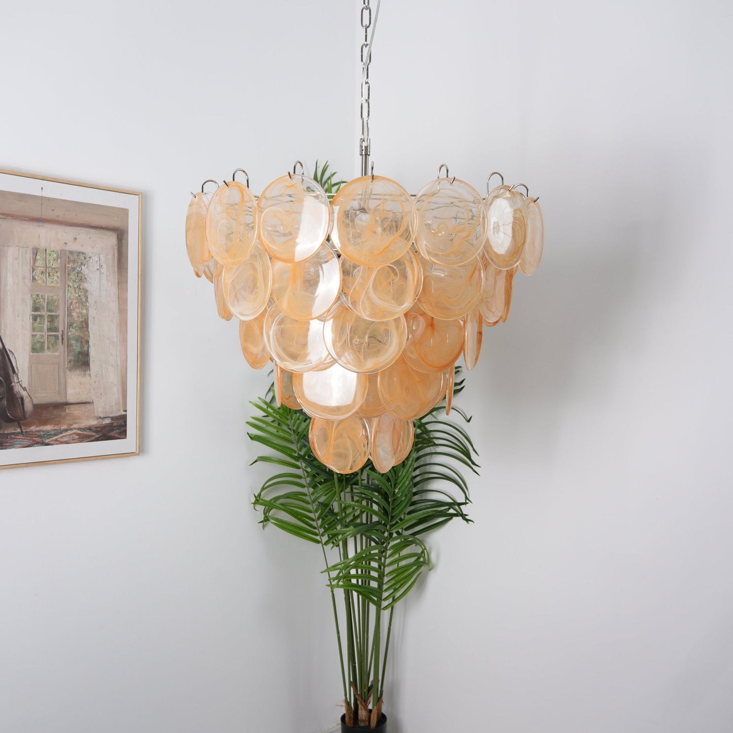 Orange Murano Disc Chandelier - YIOSI