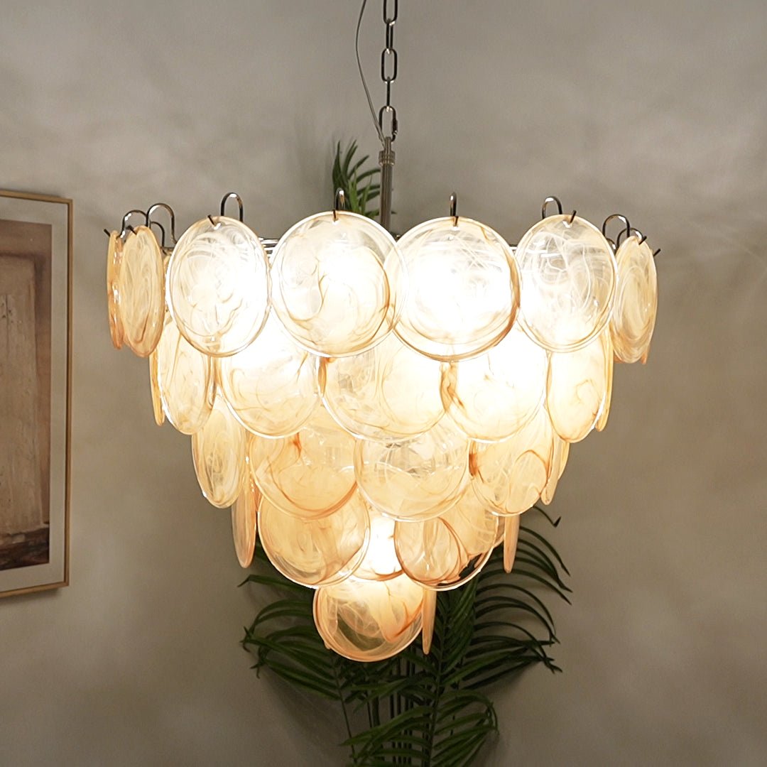 Orange Murano Disc Chandelier - YIOSI