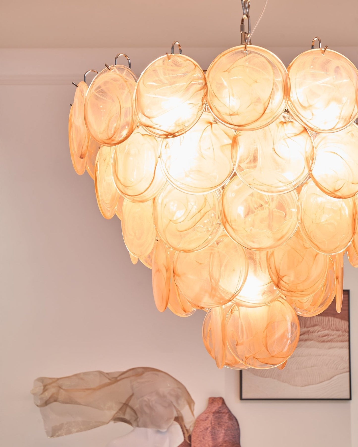 Orange Murano Disc Chandelier - YIOSI