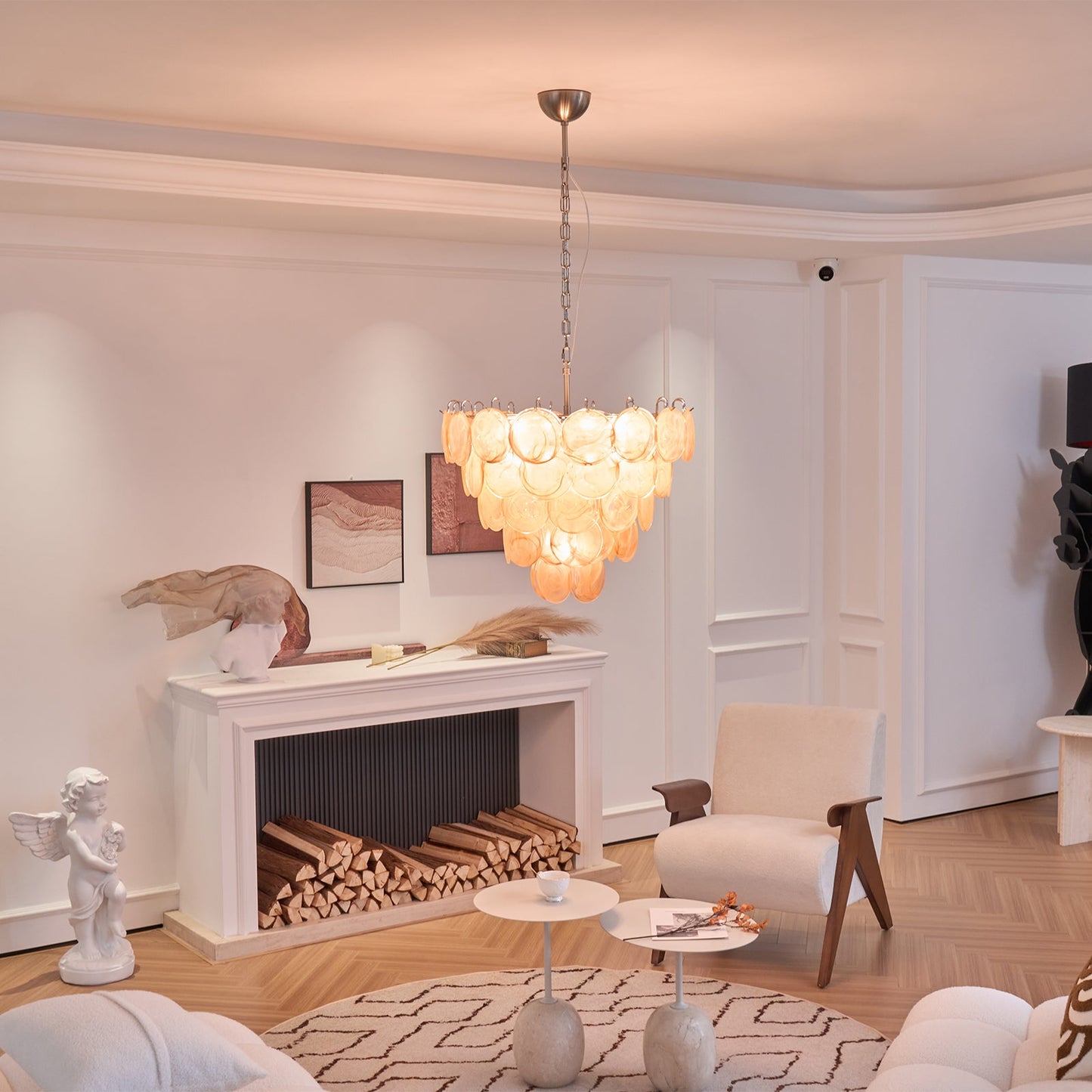 Orange Murano Disc Chandelier - YIOSI