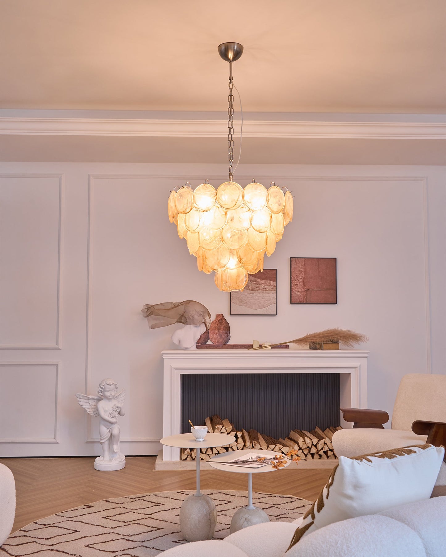 Orange Murano Disc Chandelier - YIOSI