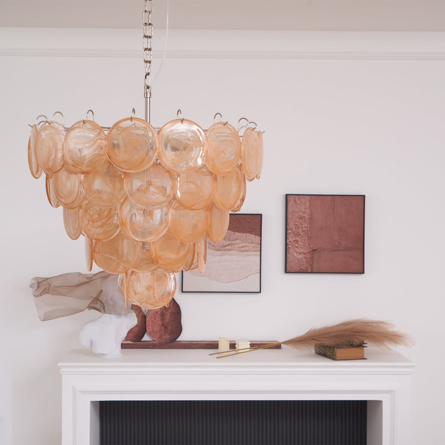 Orange Murano Disc Chandelier - YIOSI