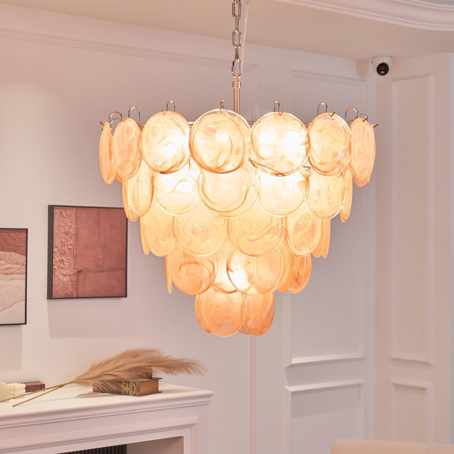 Orange Murano Disc Chandelier - YIOSI