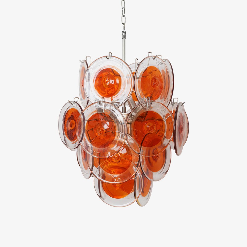 Orange Transparent Murano Disc Chandelier - YIOSI