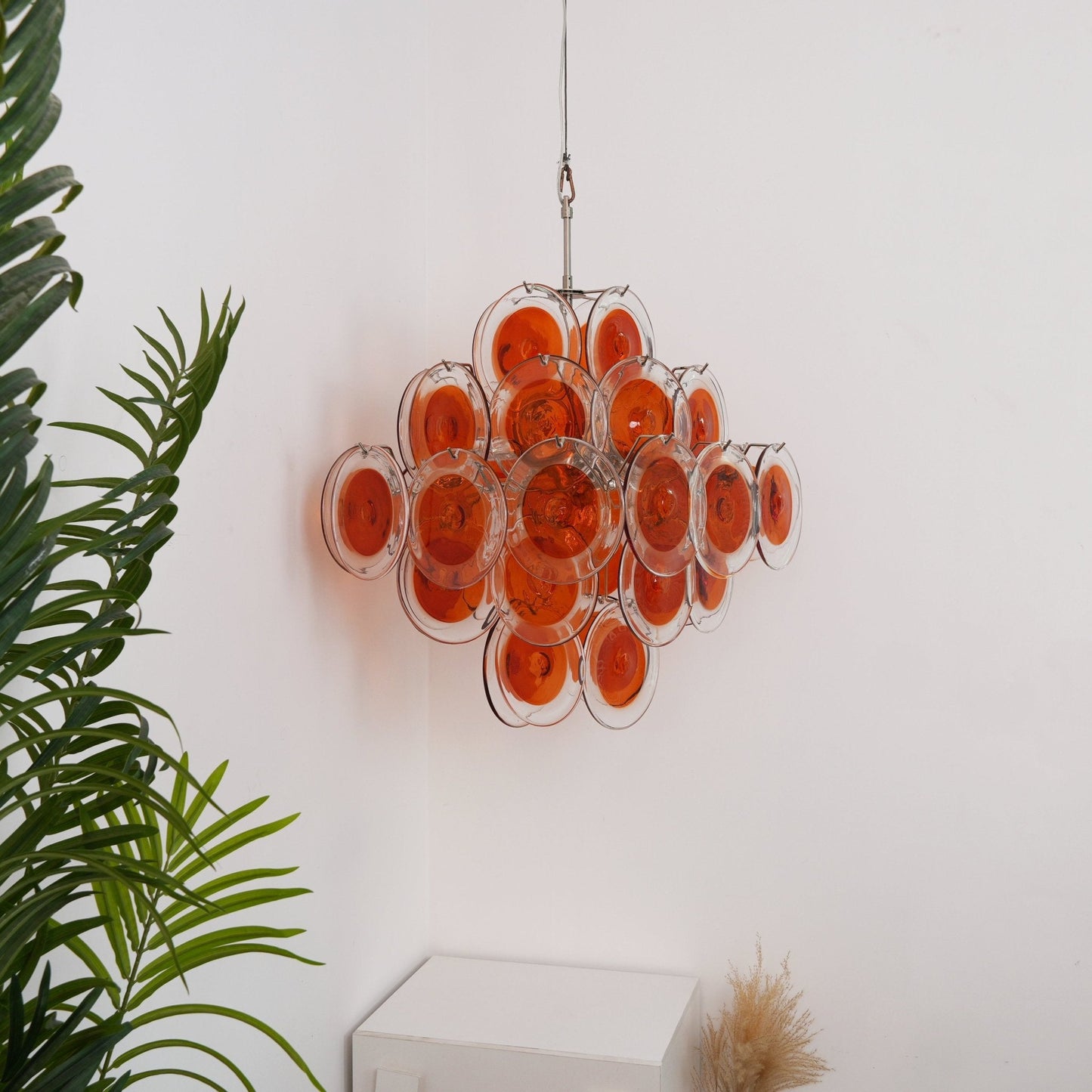 Orange Transparent Murano Disc Chandelier - YIOSI