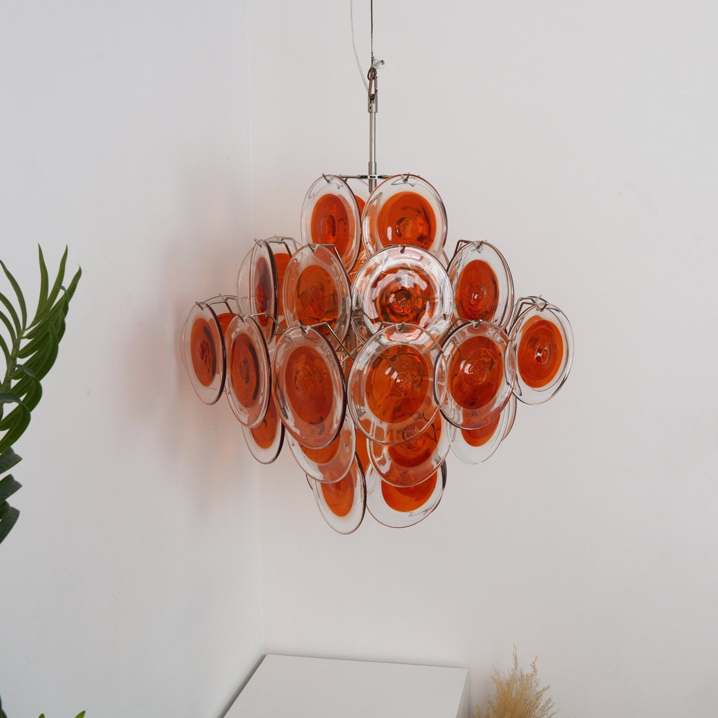 Orange Transparent Murano Disc Chandelier - YIOSI
