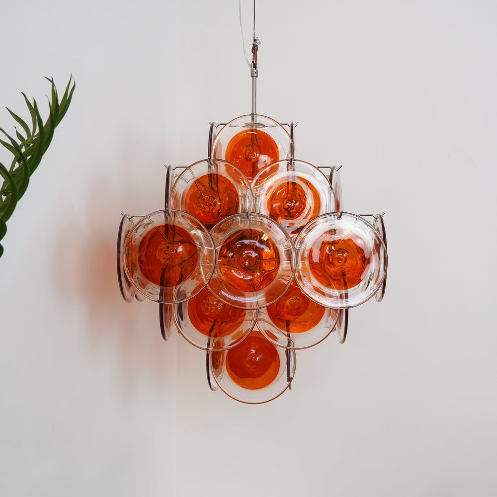 Orange Transparent Murano Disc Chandelier - YIOSI