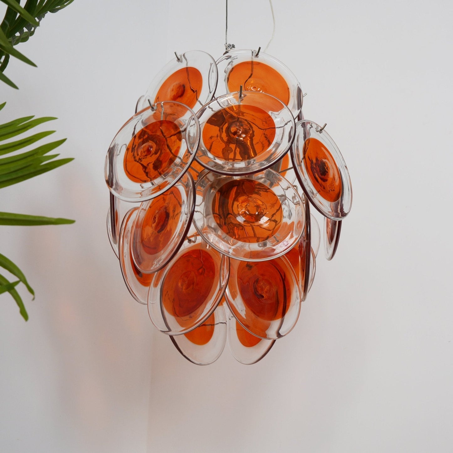 Orange Transparent Murano Disc Chandelier - YIOSI