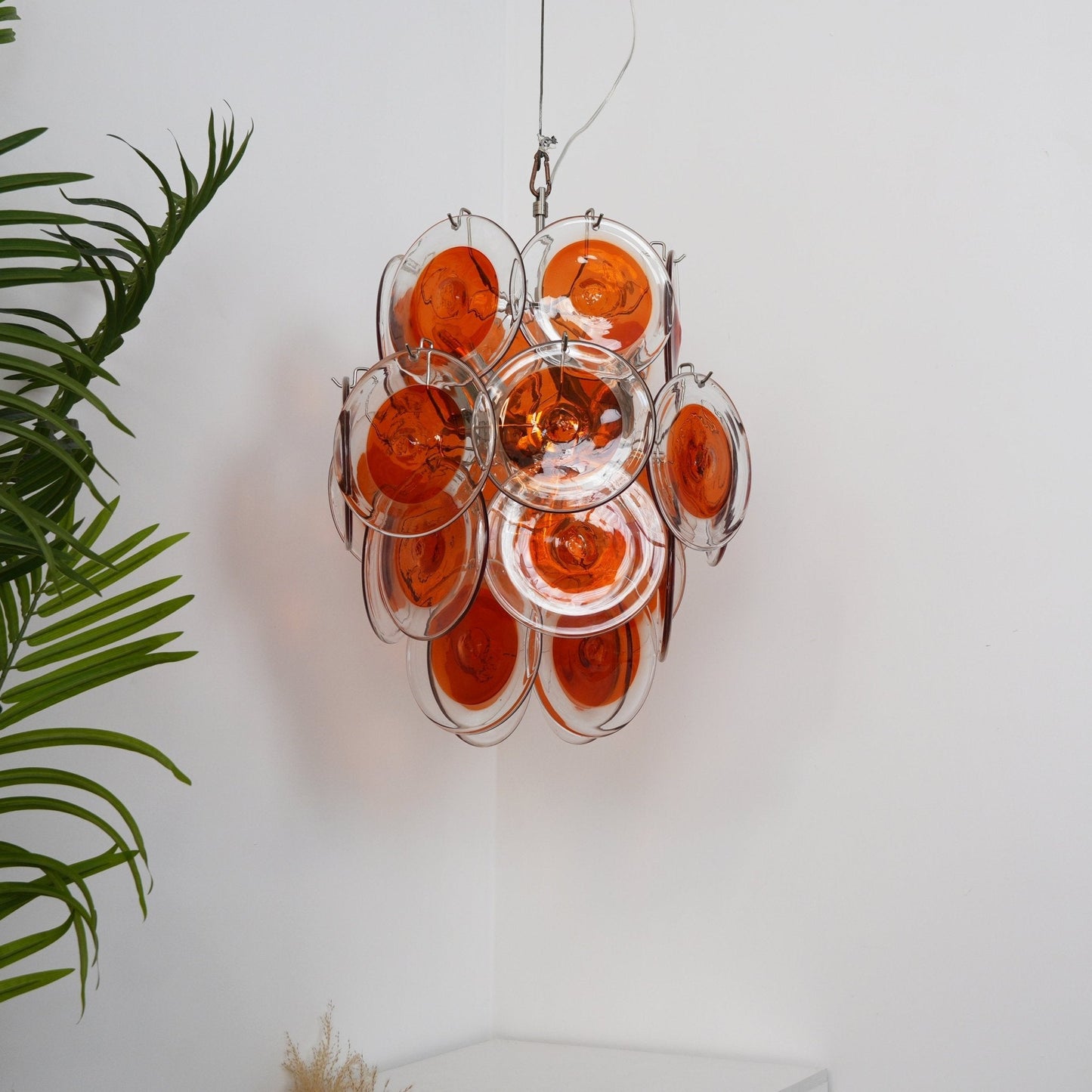 Orange Transparent Murano Disc Chandelier - YIOSI