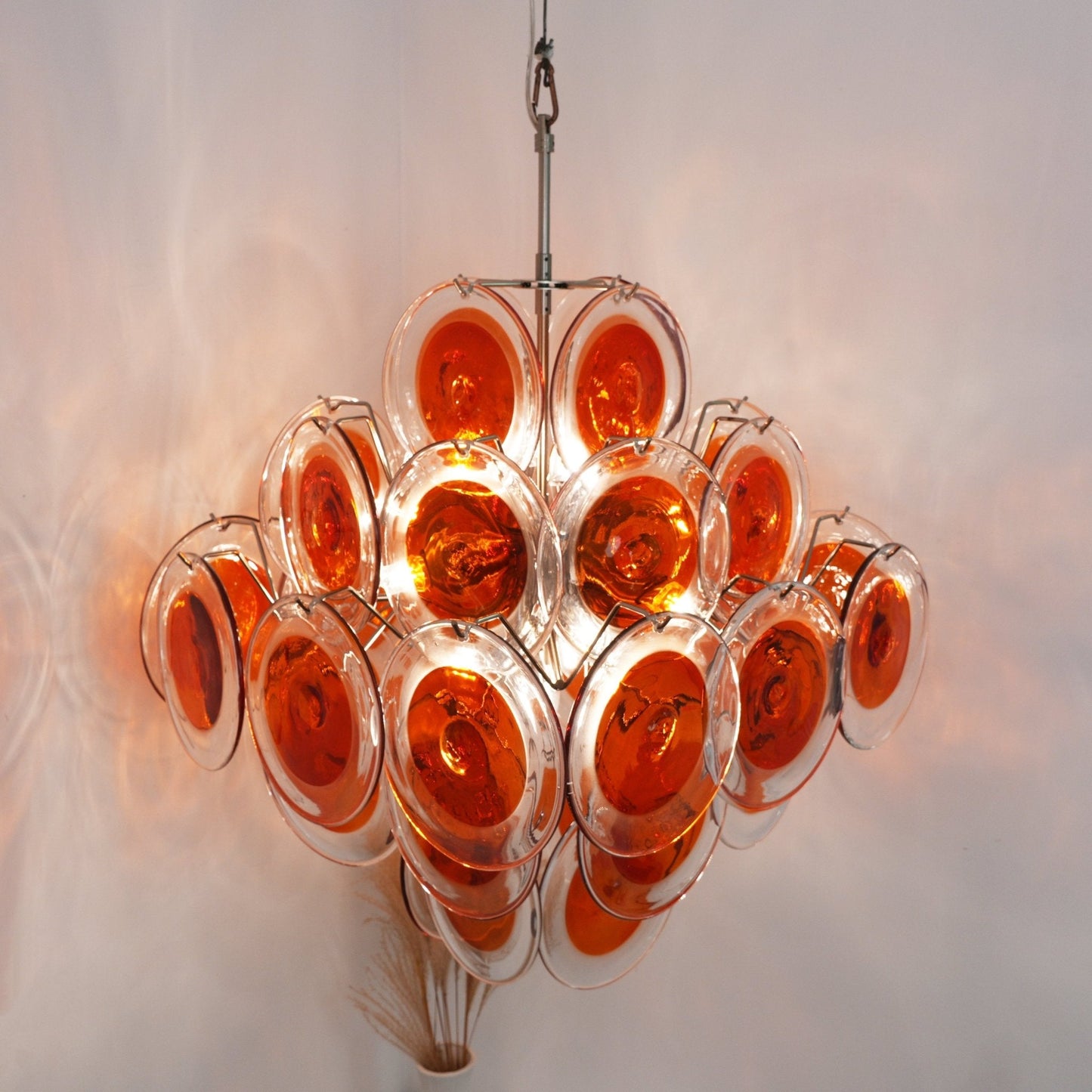 Orange Transparent Murano Disc Chandelier - YIOSI