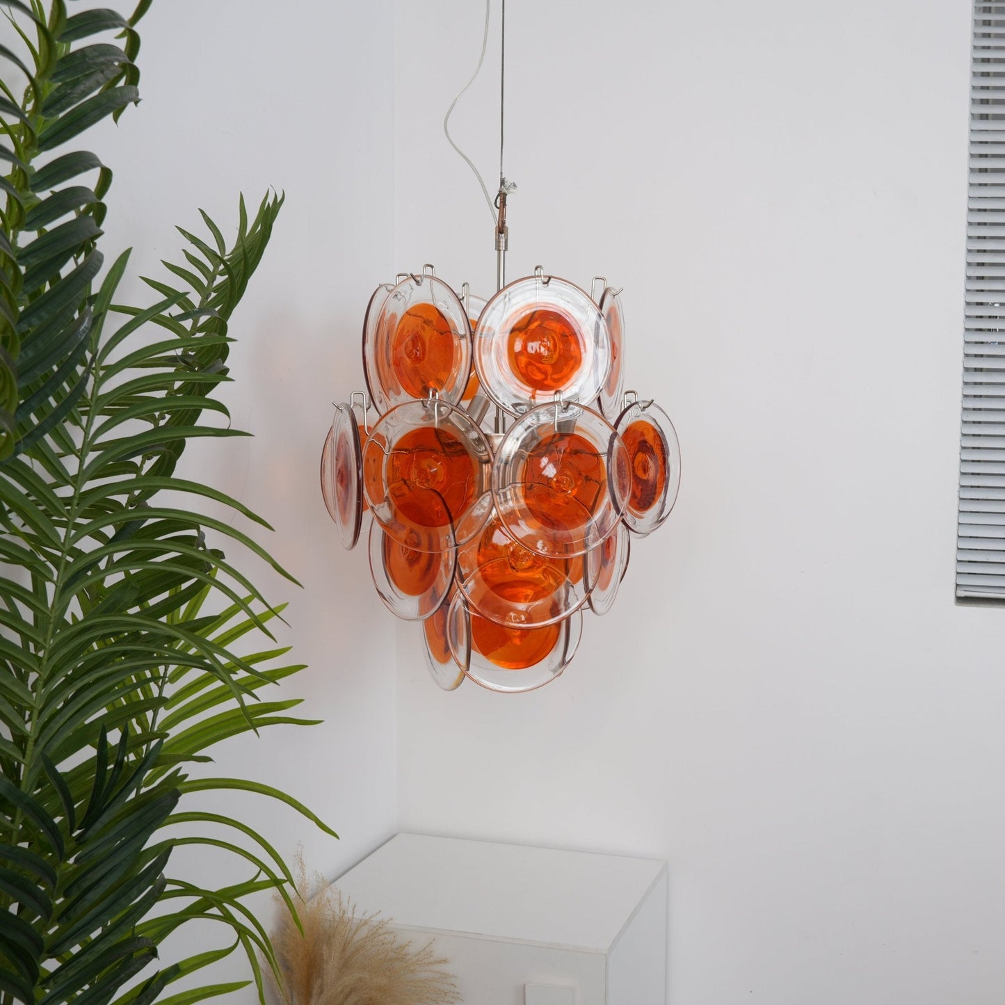 Orange Transparent Murano Disc Chandelier - YIOSI