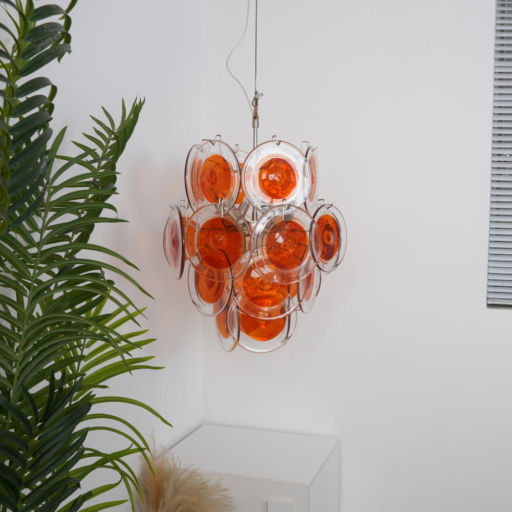 Orange Transparent Murano Disc Chandelier - YIOSI