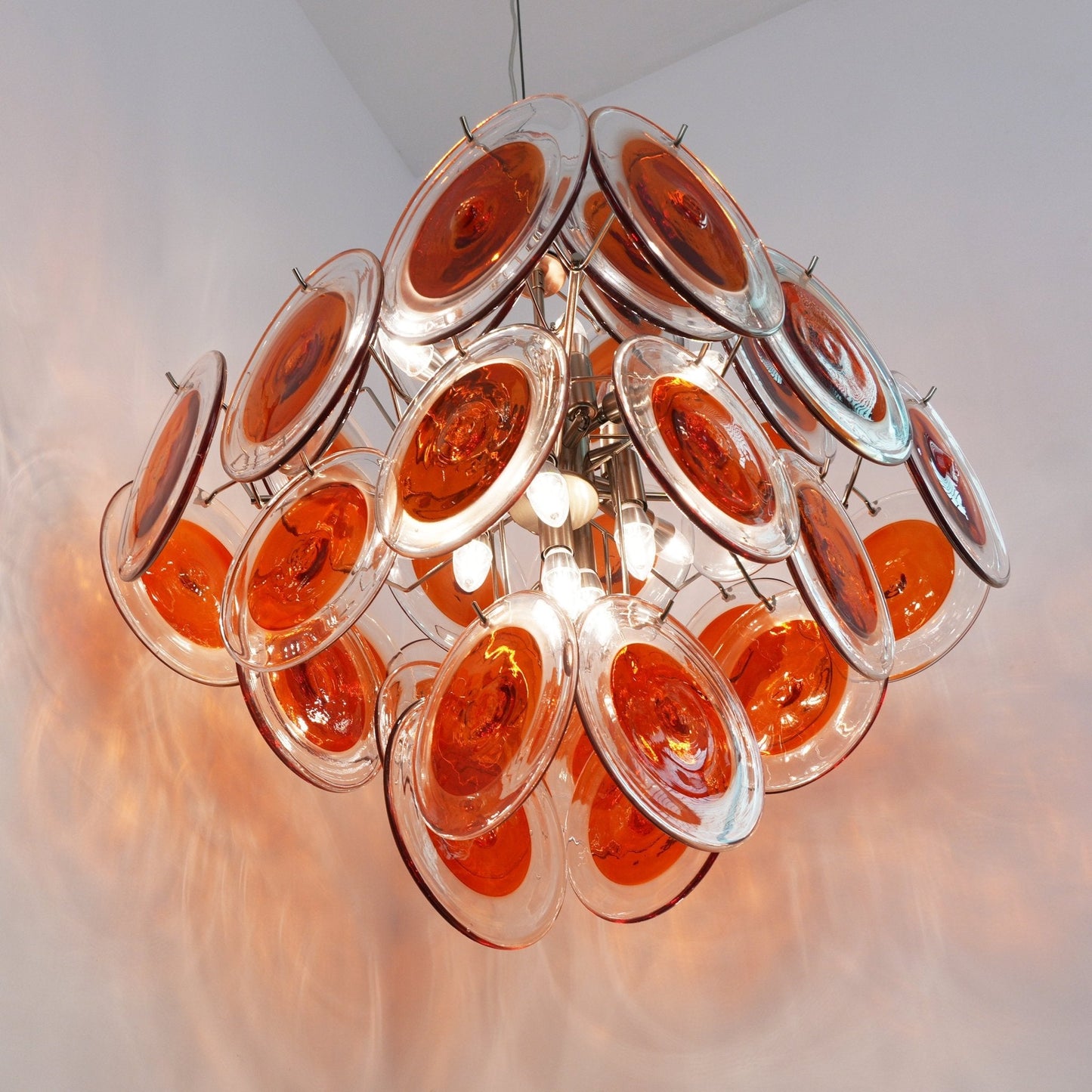 Orange Transparent Murano Disc Chandelier - YIOSI