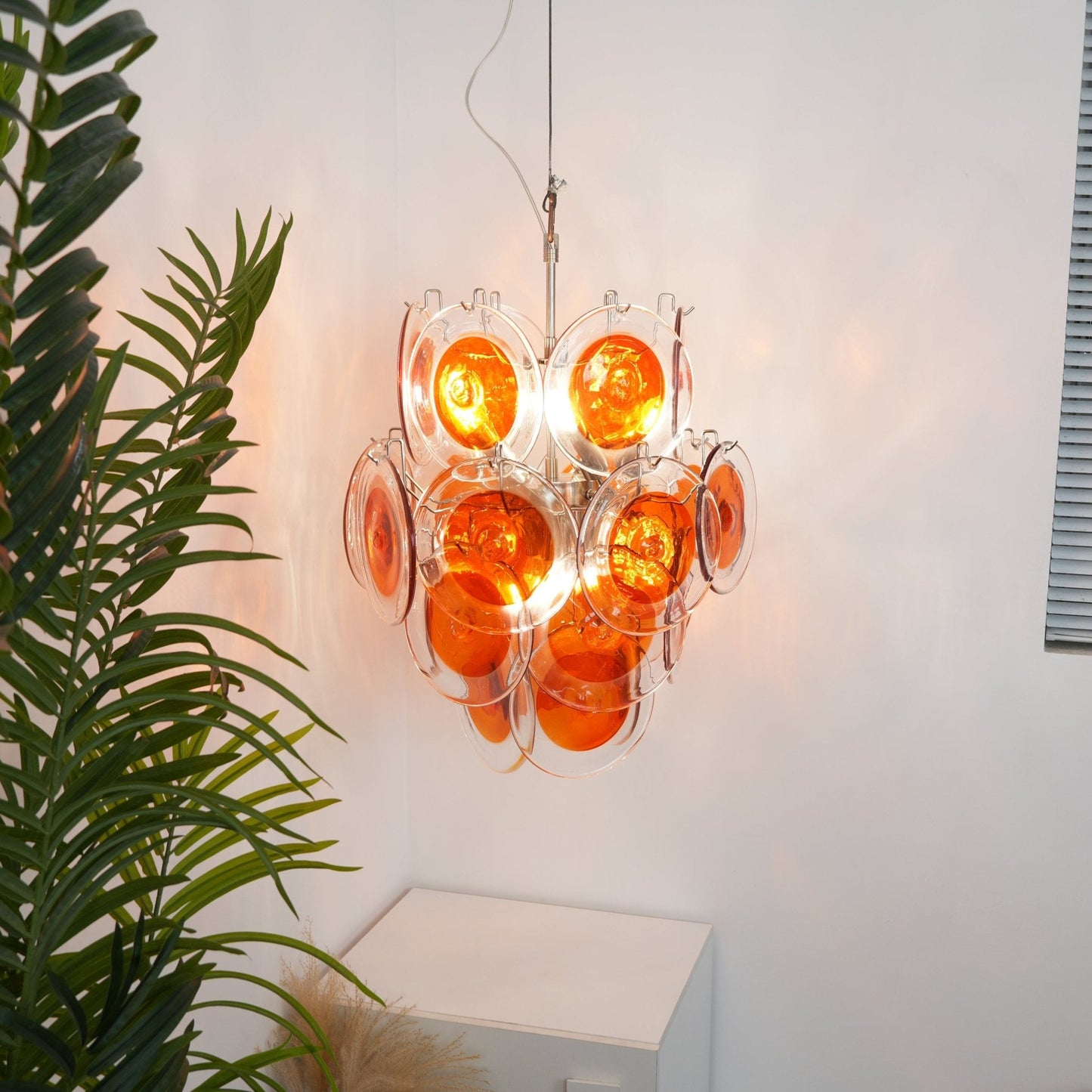 Orange Transparent Murano Disc Chandelier - YIOSI