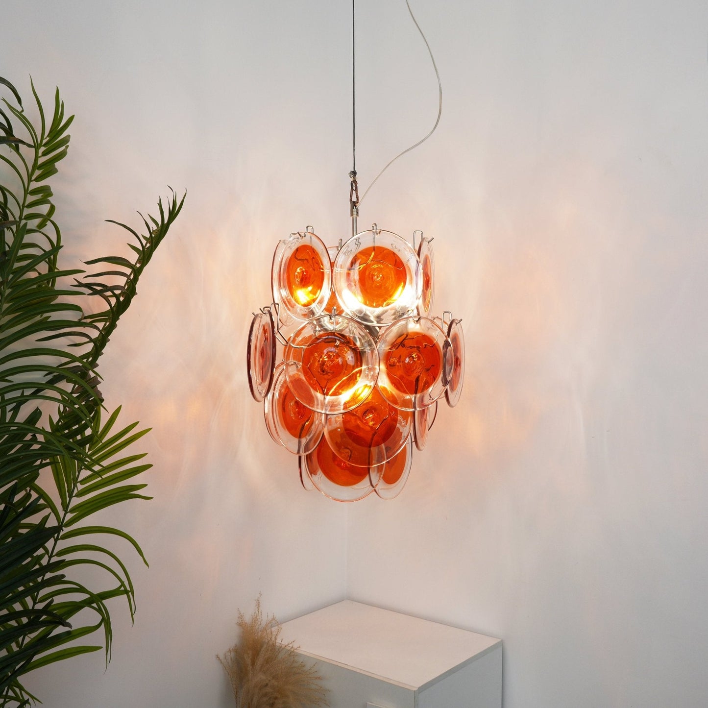 Orange Transparent Murano Disc Chandelier - YIOSI