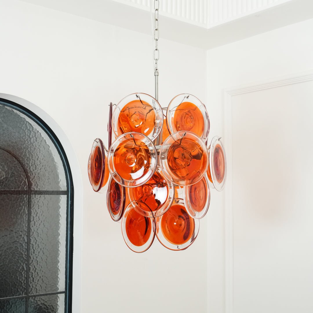 Orange Transparent Murano Disc Chandelier - YIOSI