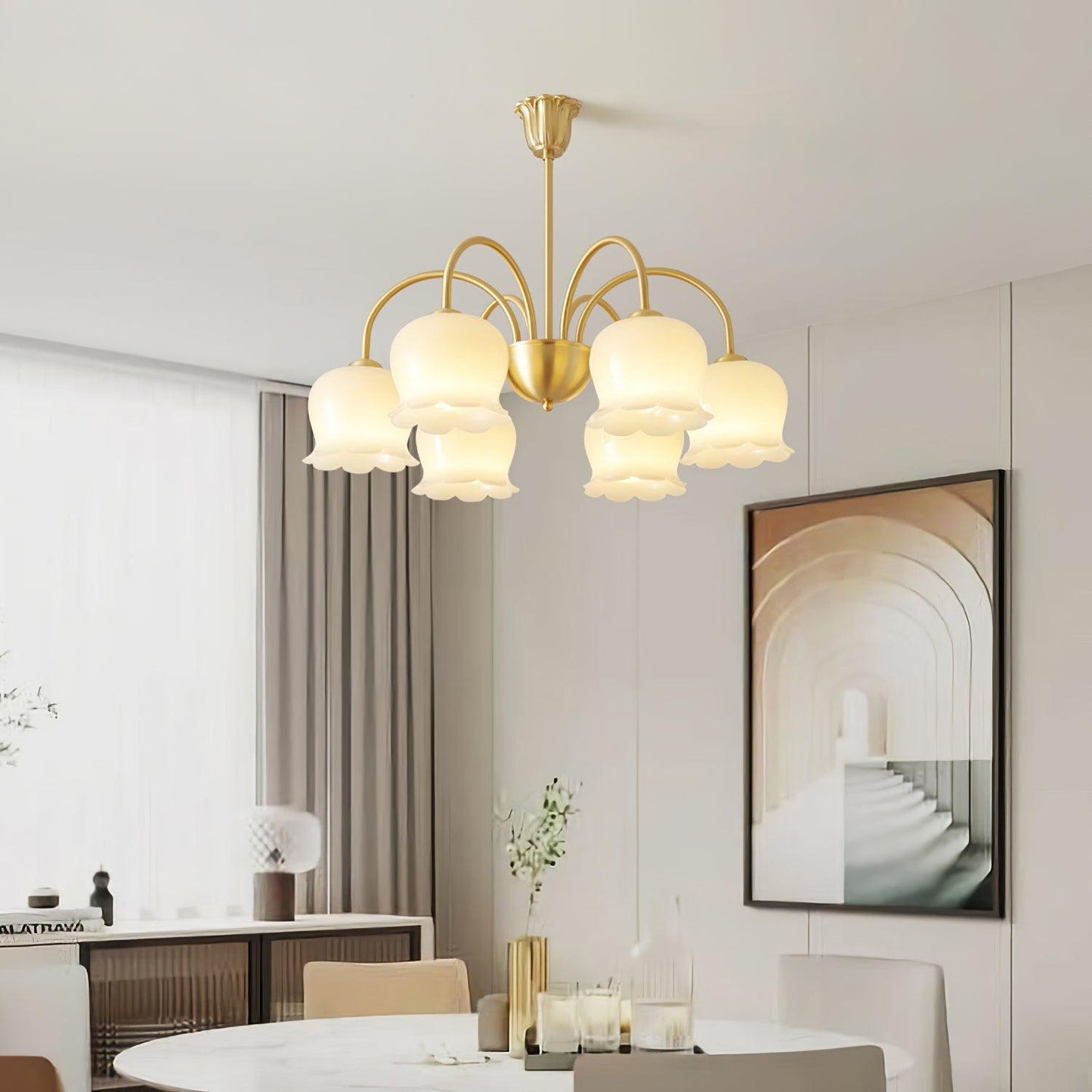 Orchids Brass Chandelier - YIOSI