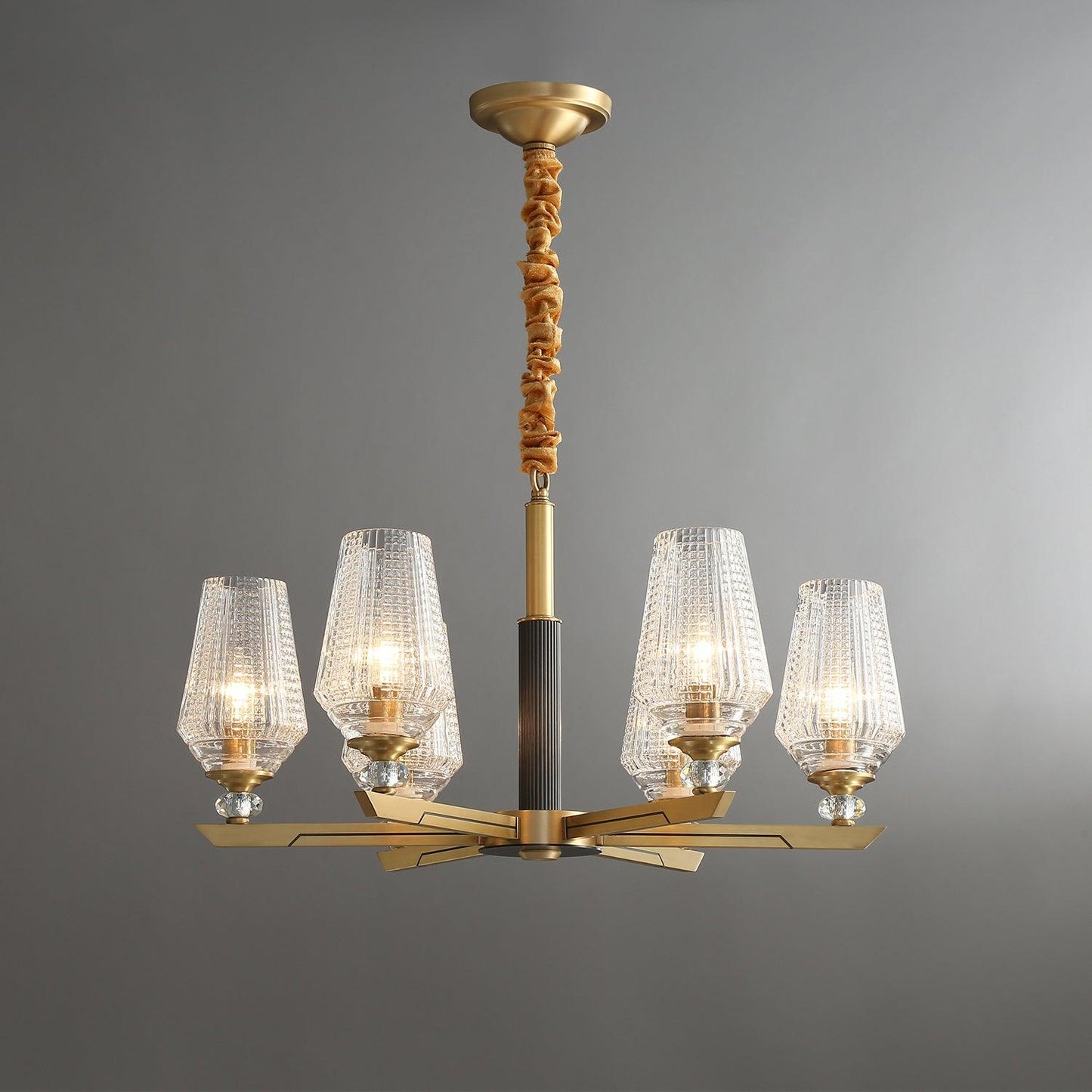 Orrefors Brass Chandelier - YIOSI