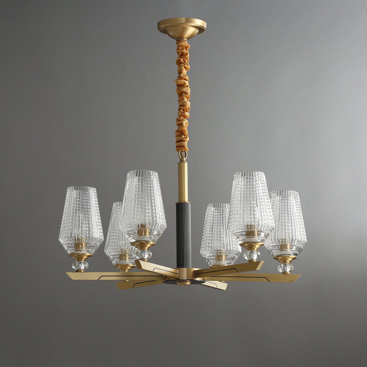 Orrefors Brass Chandelier - YIOSI