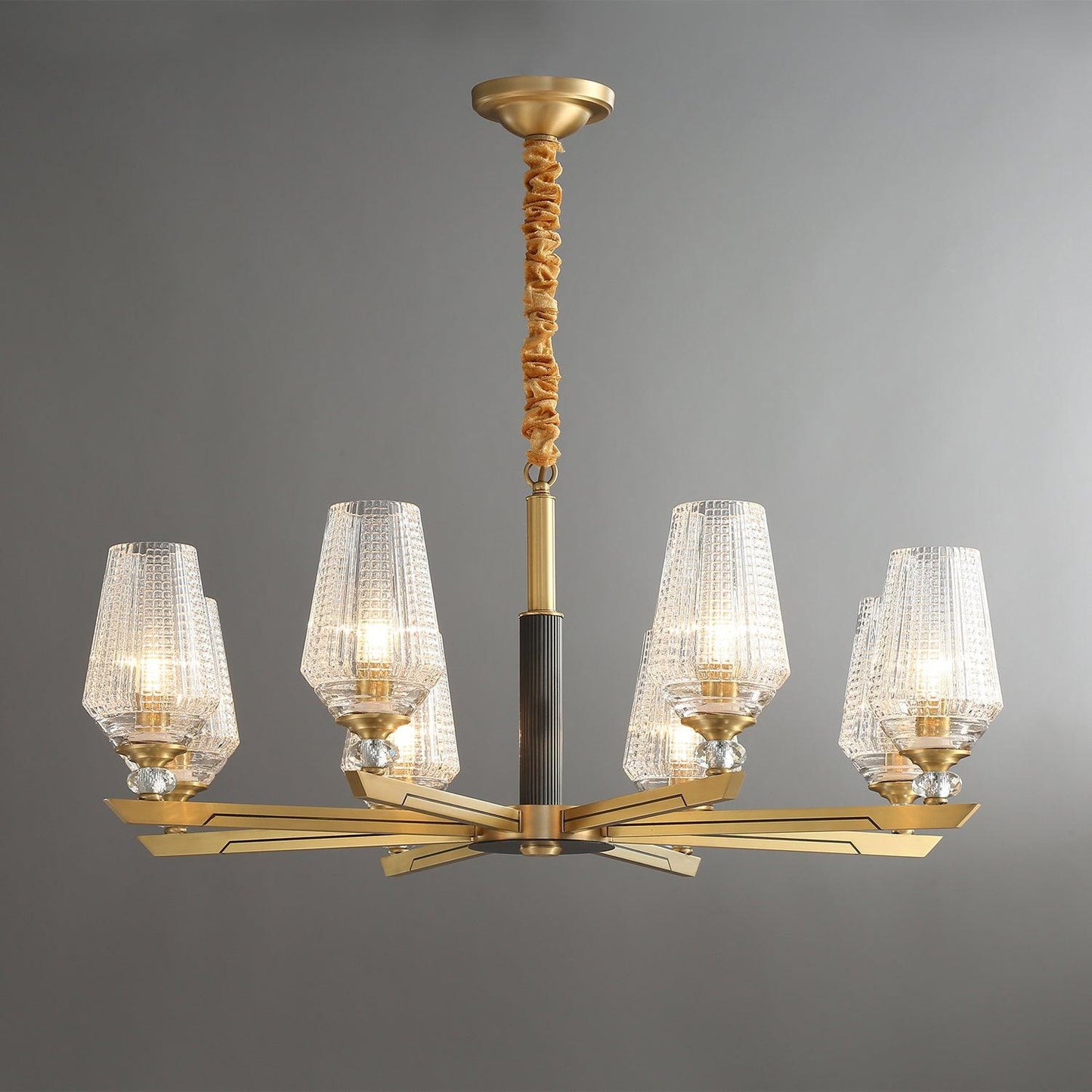 Orrefors Brass Chandelier - YIOSI