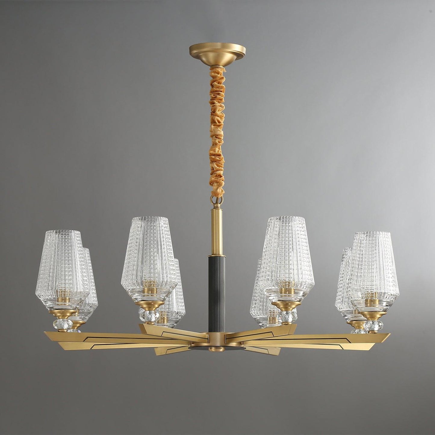 Orrefors Brass Chandelier - YIOSI