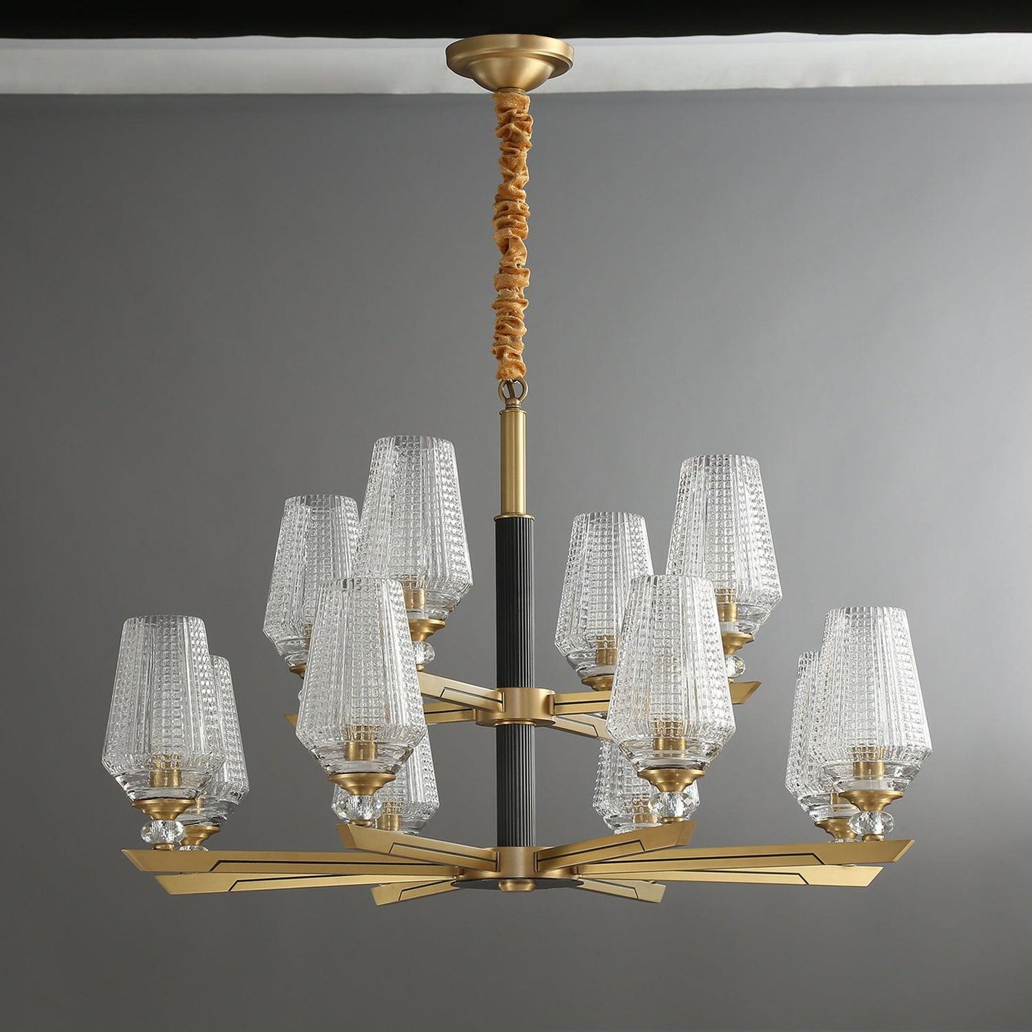 Orrefors Brass Chandelier - YIOSI