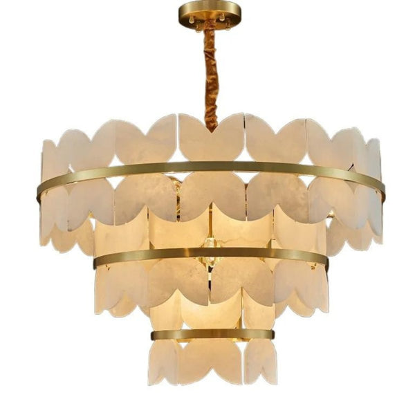 Patanga Modern Alabaster Round Chandelier For Living Room