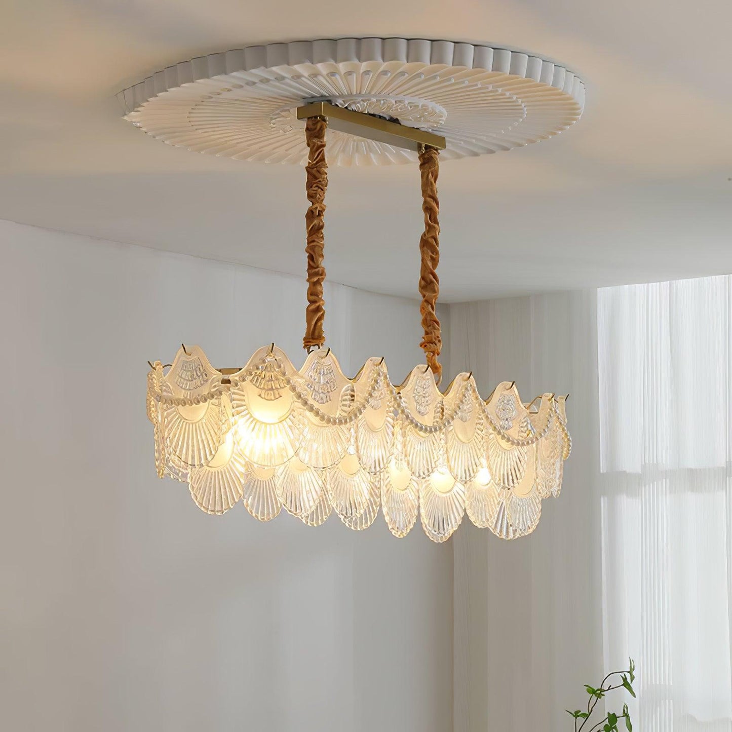 Pearl Glass Shell Chandelier - YIOSI