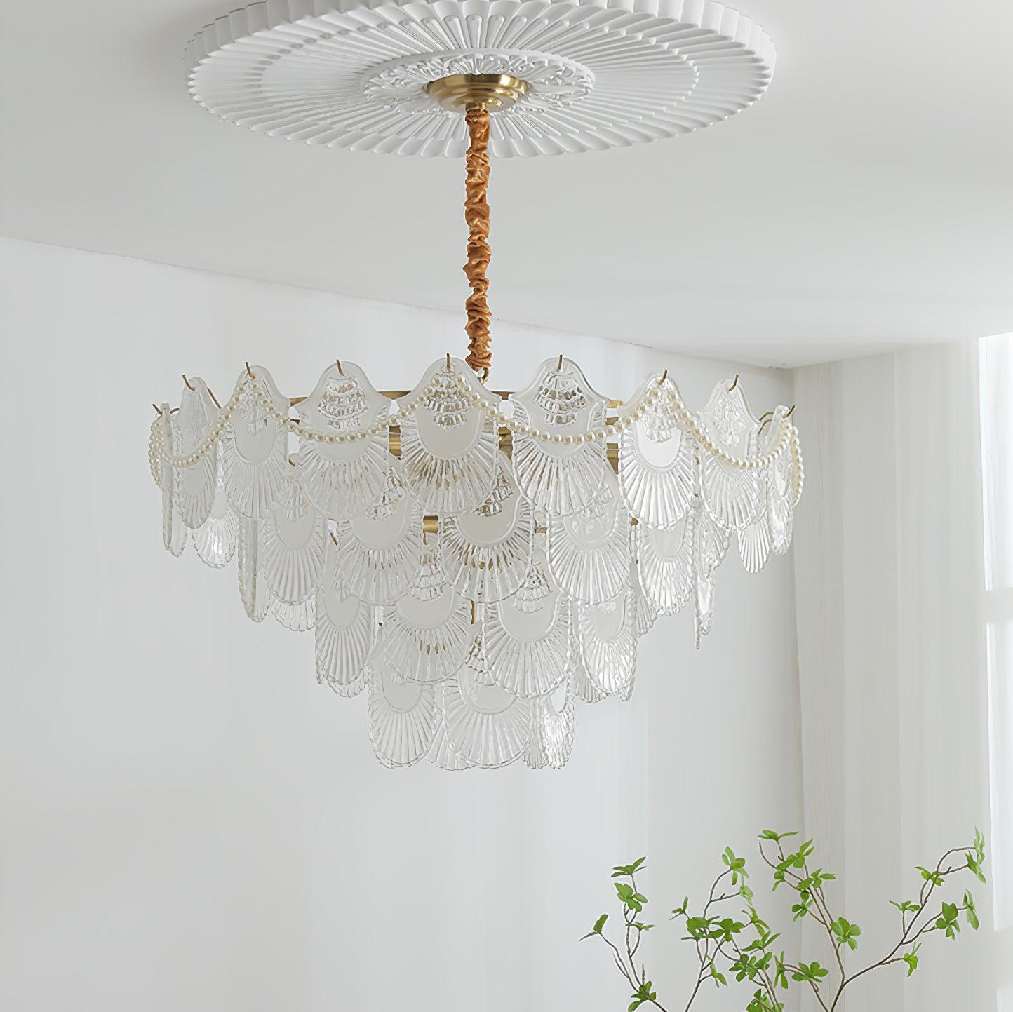 Pearl Glass Shell Chandelier - YIOSI