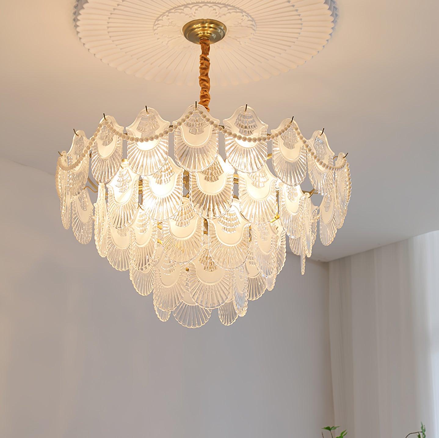 Pearl Glass Shell Chandelier - YIOSI