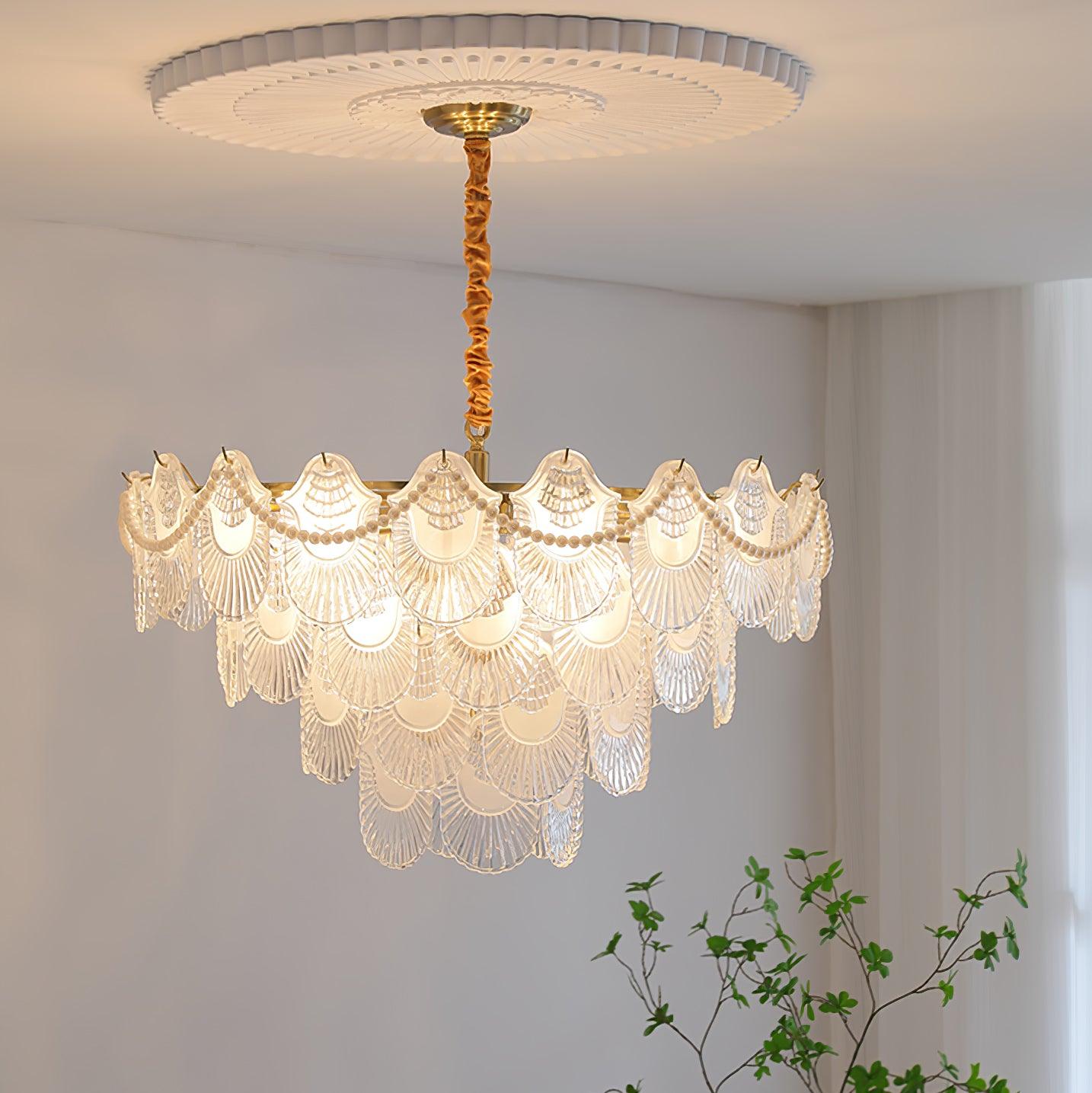 Pearl Glass Shell Chandelier - YIOSI