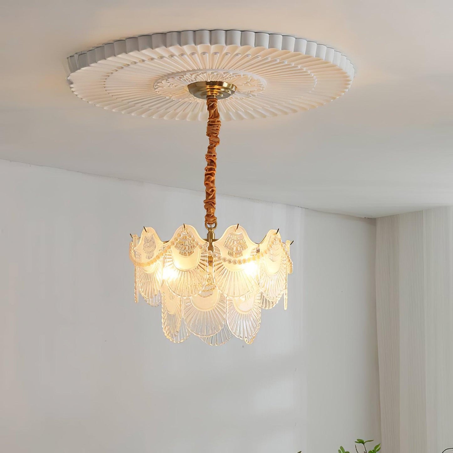 Pearl Glass Shell Chandelier - YIOSI