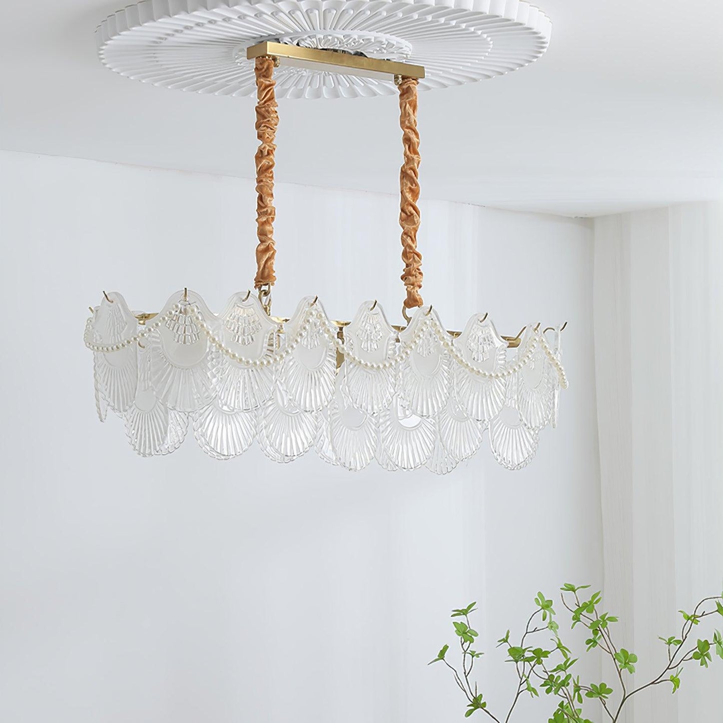Pearl Glass Shell Chandelier - YIOSI