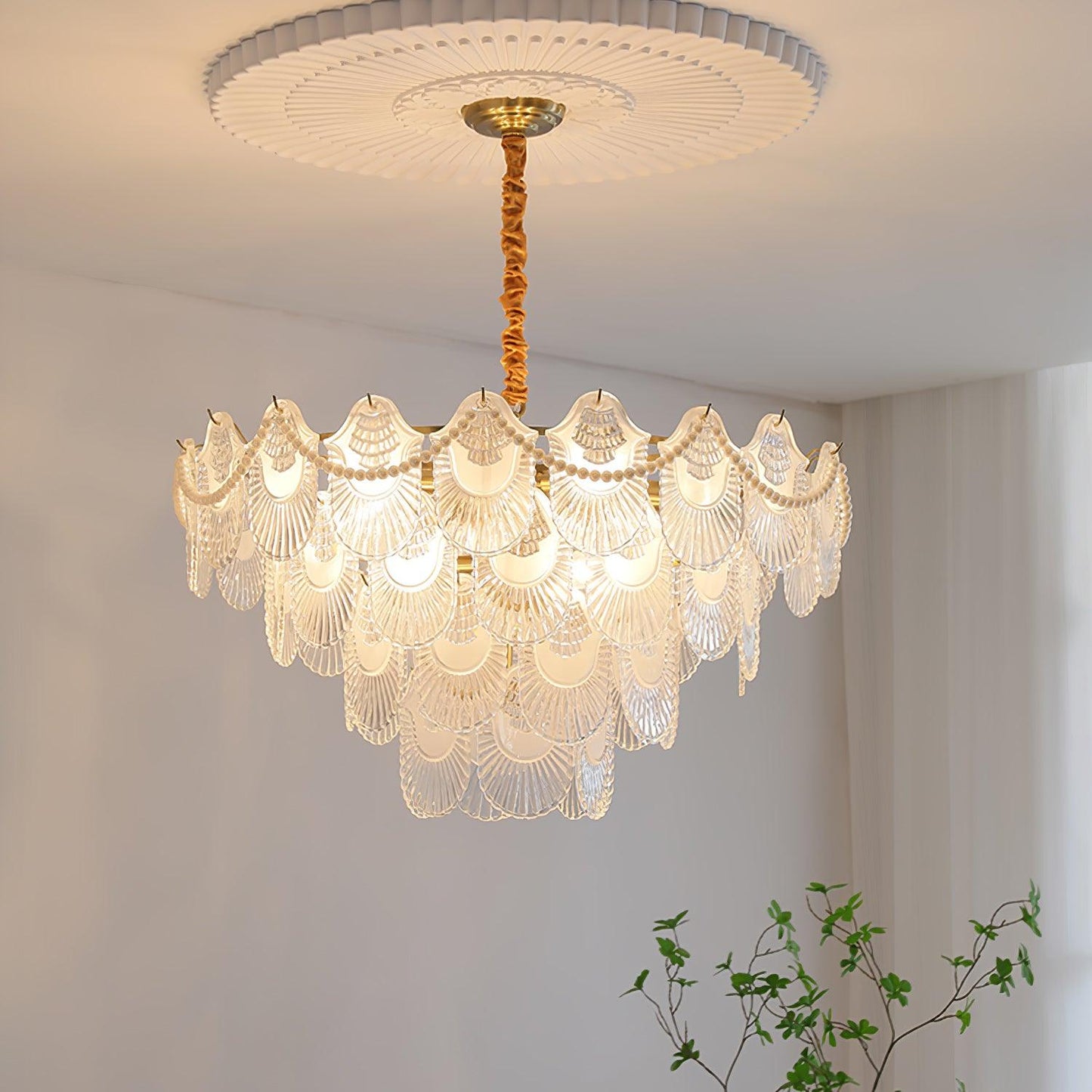 Pearl Glass Shell Chandelier - YIOSI