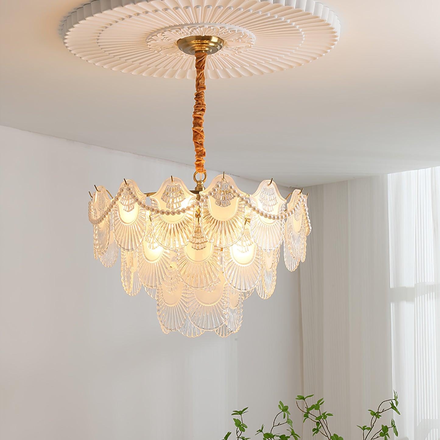 Pearl Glass Shell Chandelier - YIOSI
