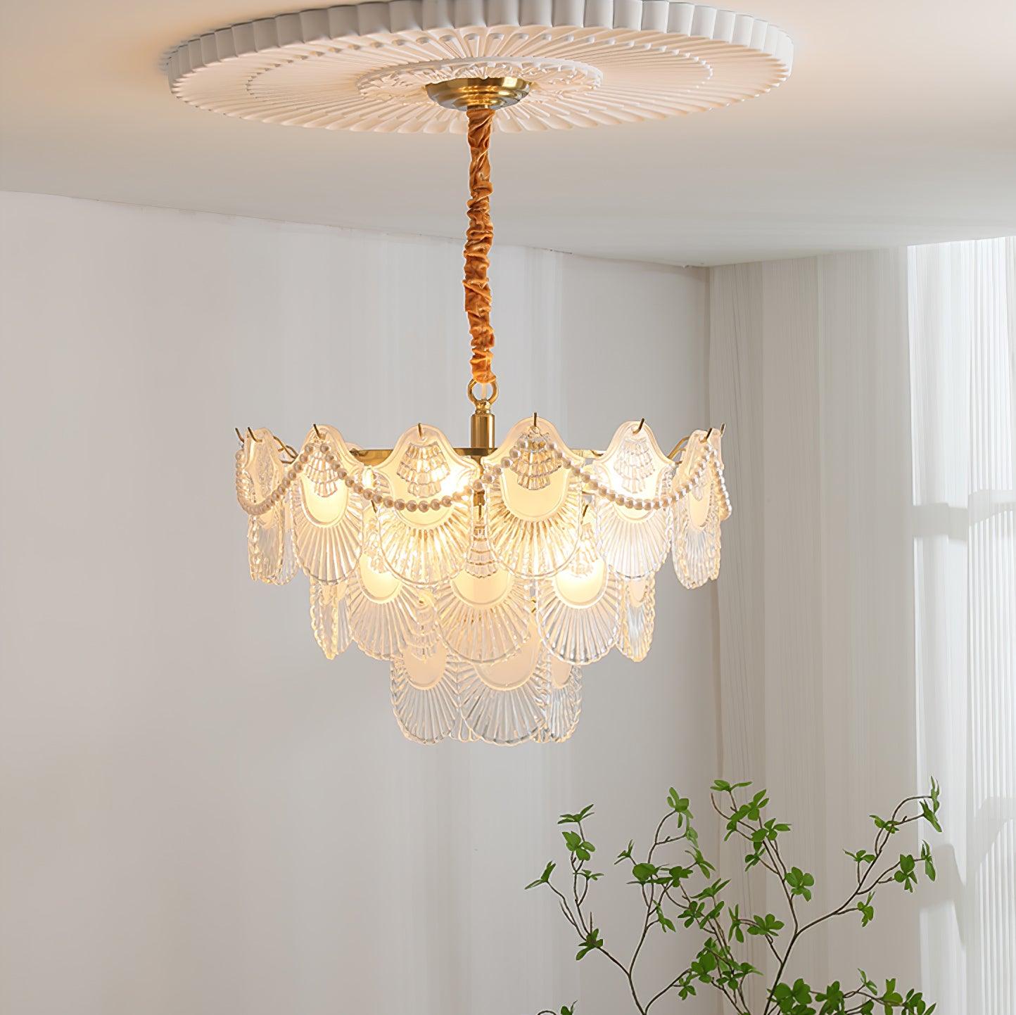 Pearl Glass Shell Chandelier - YIOSI