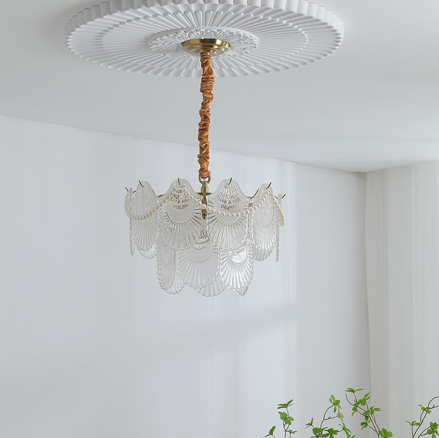 Pearl Glass Shell Chandelier - YIOSI