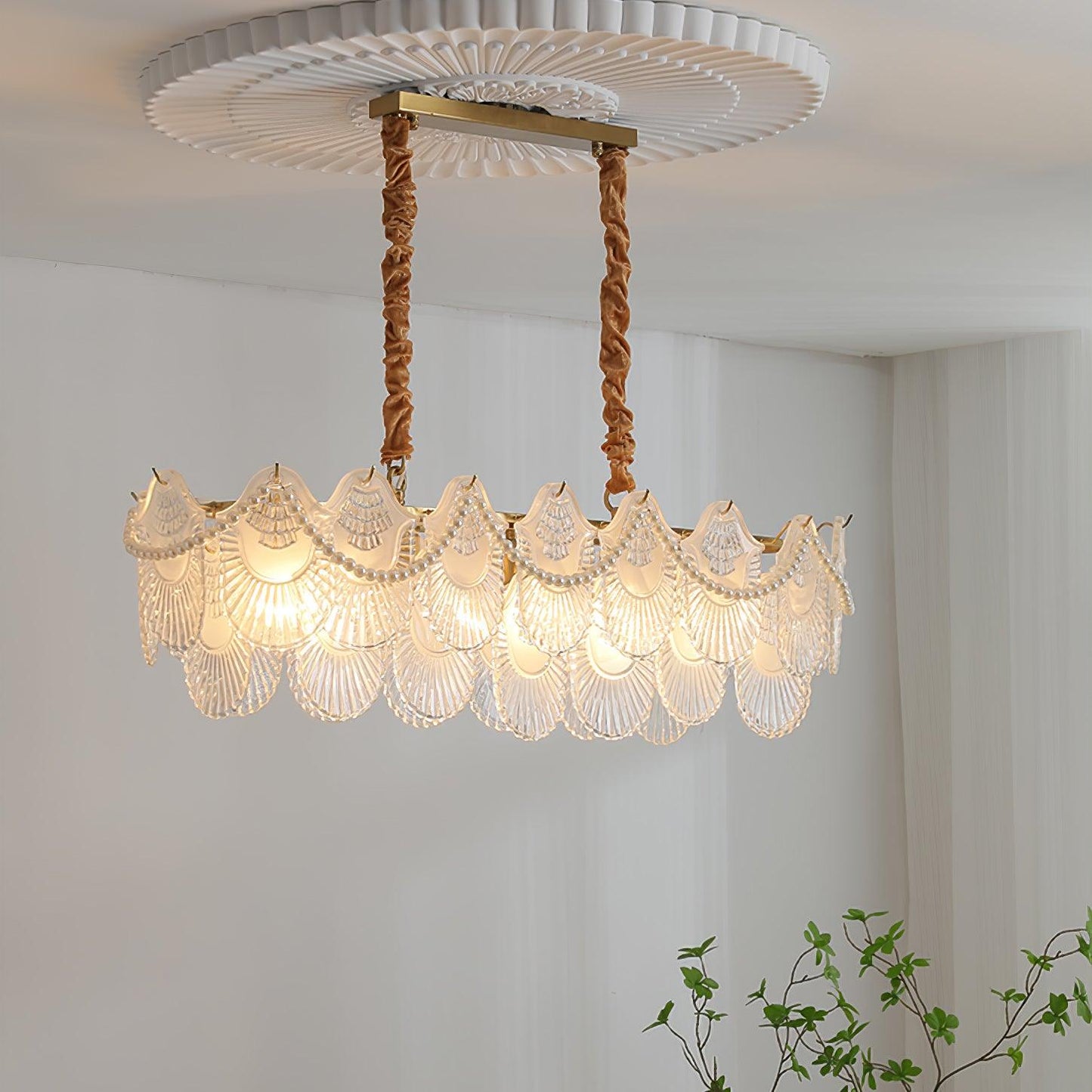 Pearl Glass Shell Chandelier - YIOSI