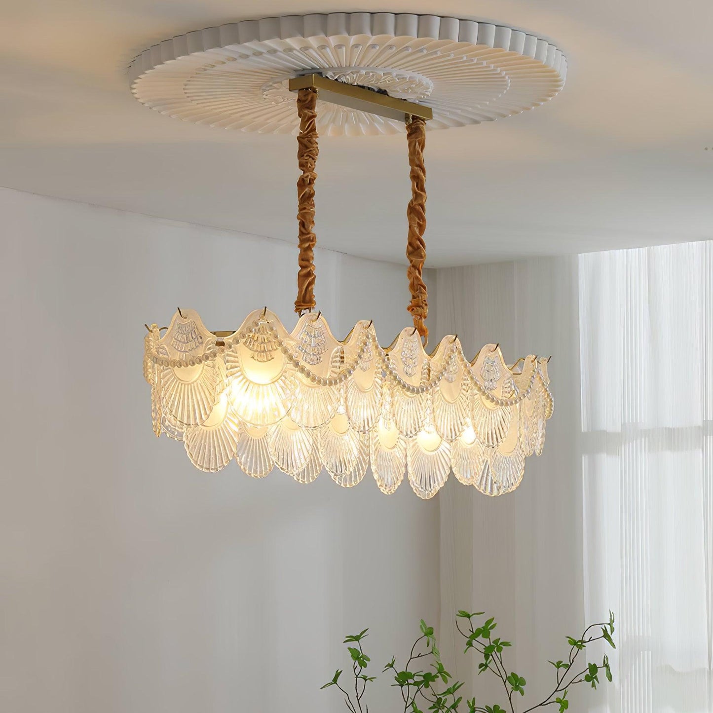 Pearl Glass Shell Chandelier - YIOSI