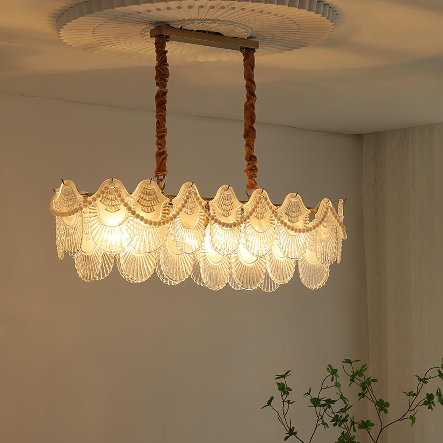 Pearl Glass Shell Chandelier - YIOSI