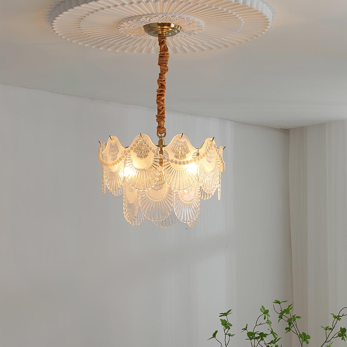 Pearl Glass Shell Chandelier - YIOSI
