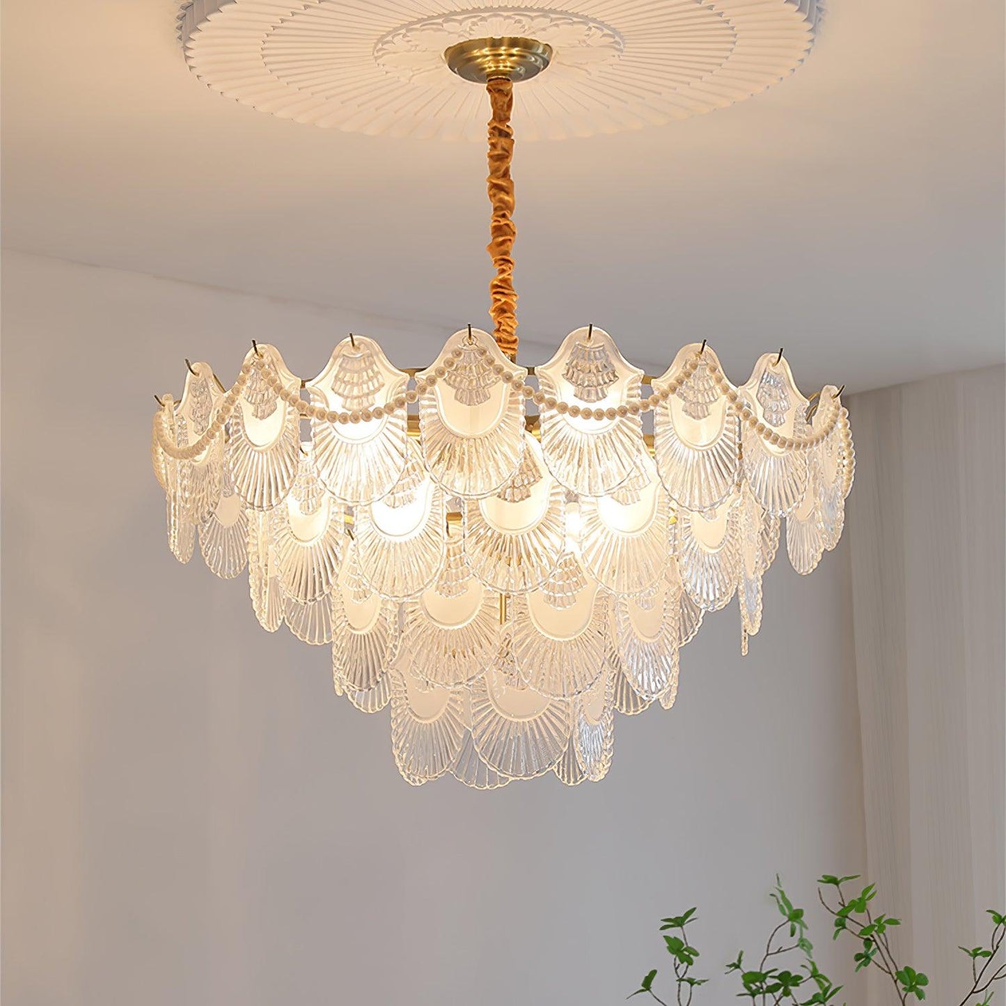 Pearl Glass Shell Chandelier - YIOSI