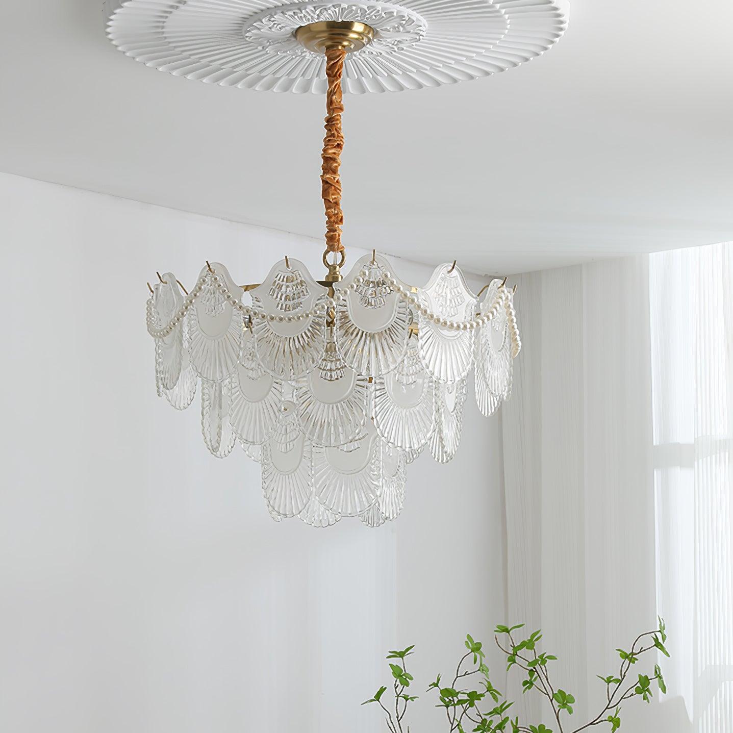 Pearl Glass Shell Chandelier - YIOSI