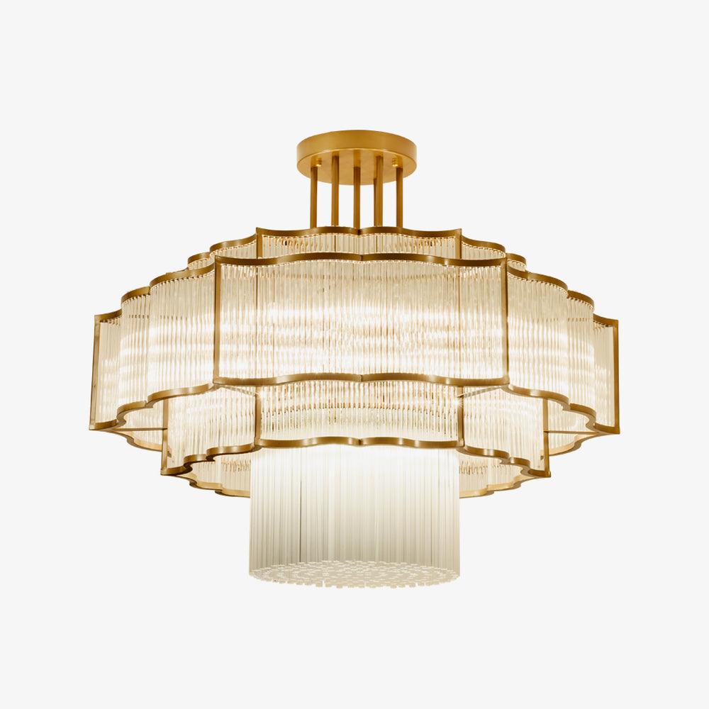 Pharo II Gold Black Crystal Chandelier with Tiered Glass Design