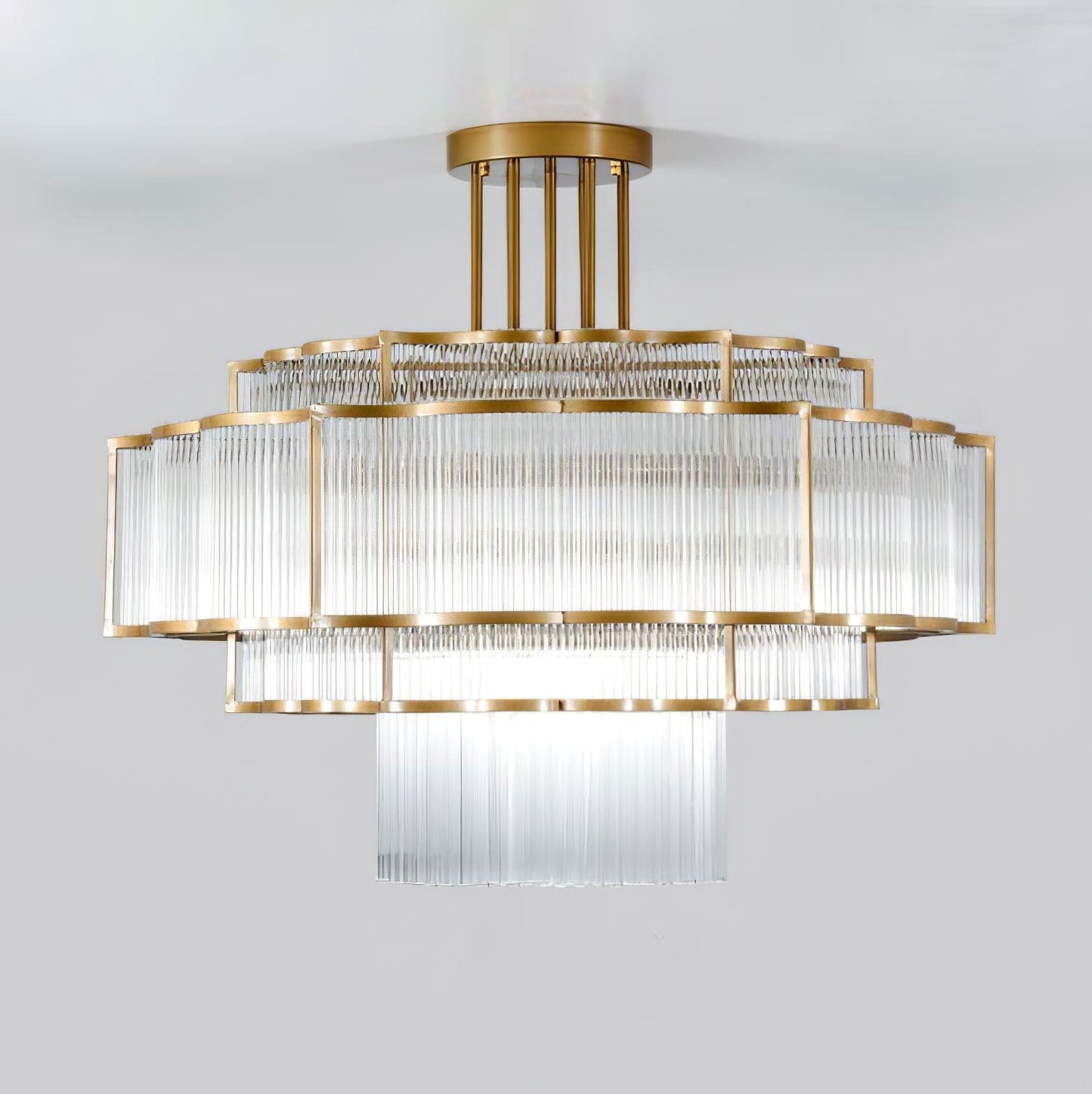 Pharo II Gold Black Crystal Chandelier with Tiered Glass Design