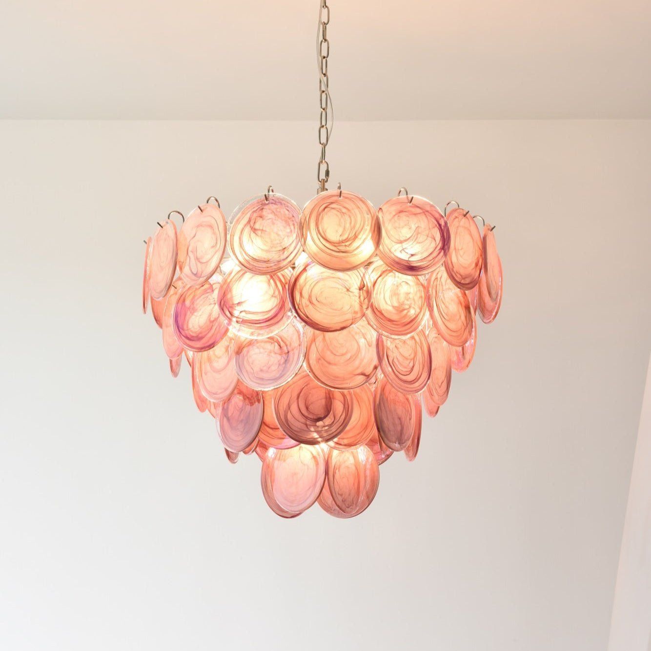 Pink Murano Disc Chandelier - YIOSI
