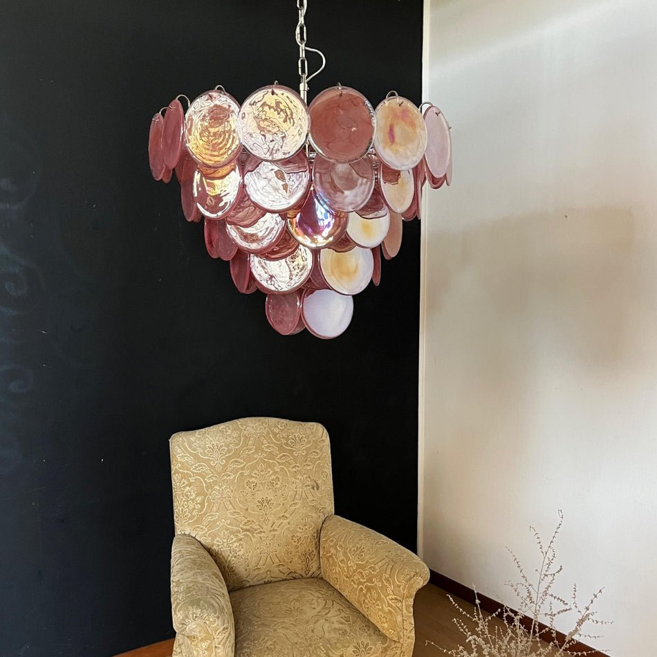 Pink Murano Disc Chandelier - YIOSI