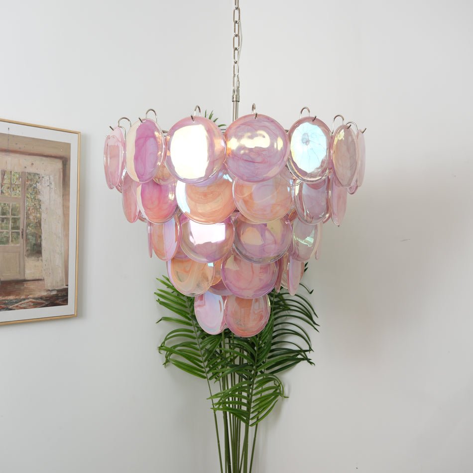 Pink Murano Disc Chandelier - YIOSI